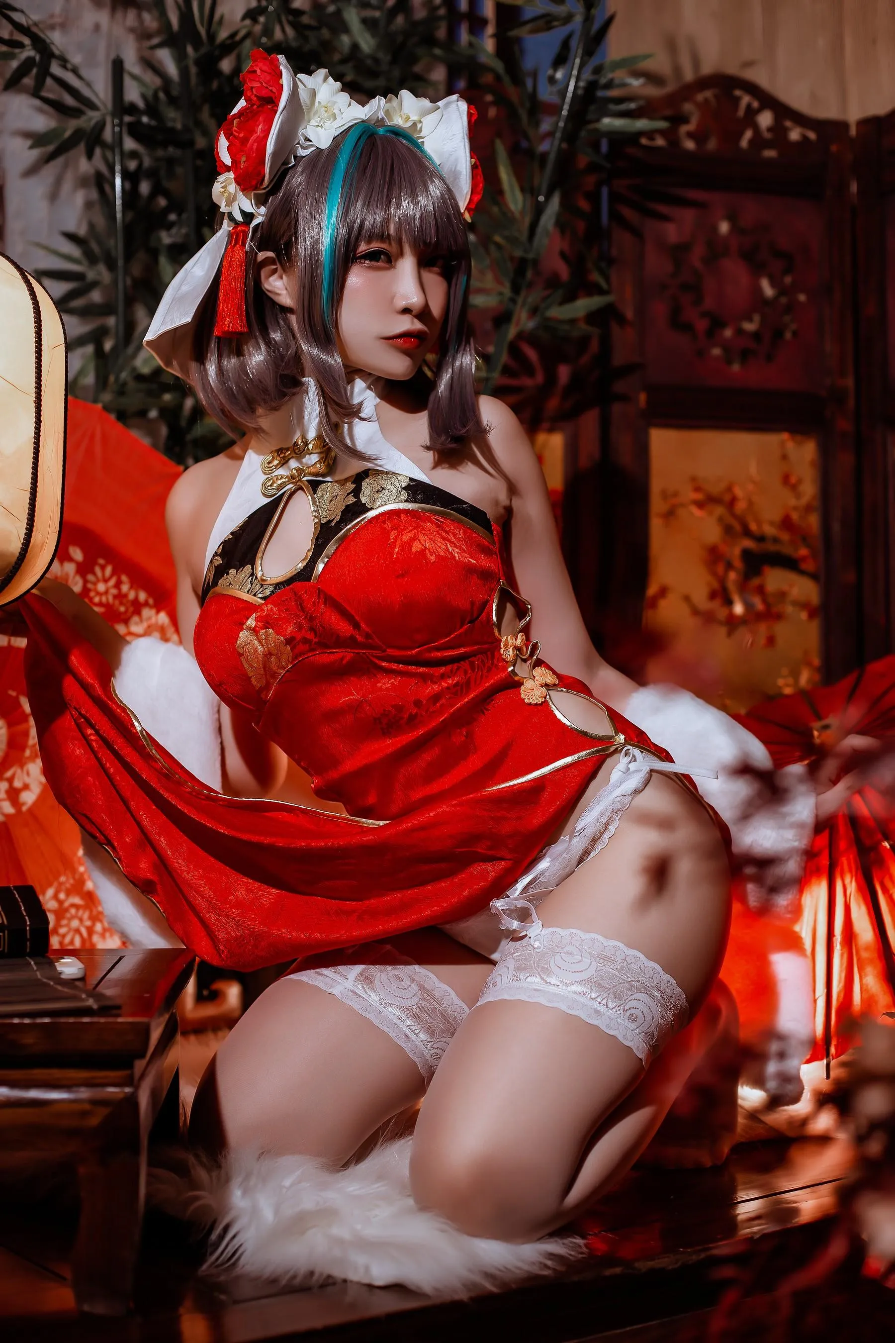 二佐Nisa – NO.151 碧蓝柴郡旗袍 [33P]插图5